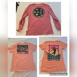 3 Piece Lot Men's Graphic T-Shirts. 2 Maui & Sons 1 Reel Life. Size Small Vguc